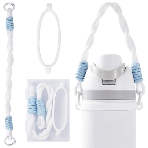 Bigwaves Silicone Handle Strap, Compatible Owala Freesip - Fits 16oz to 40oz, Water Bottle Carrier Grip Accessories for Running, Bike, Gym or Jogging (with Handle, White)