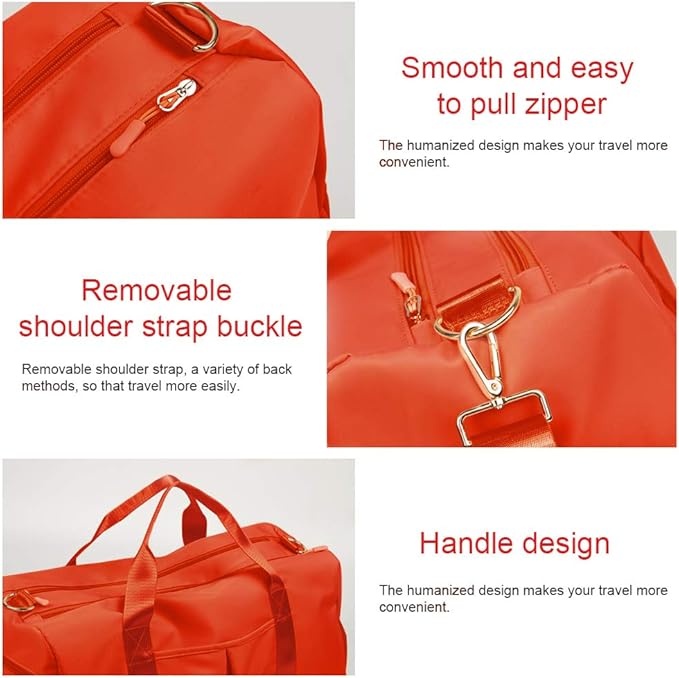 Blackwheel Sports Gym Bag With Shoe Bag Wet Bag Duffle Bag Waterproof Travel Bag for Women Cute Gym Bag Orange 29L