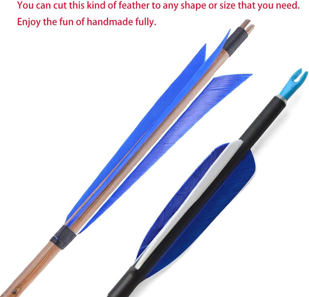 ZSHJGJR 50 Pack Archery Arrow Spiral Twist Wrap Full Length Feathers Left Wing Feathers Fletches Fletching (8-11inch) for Flu-Flu Arrows