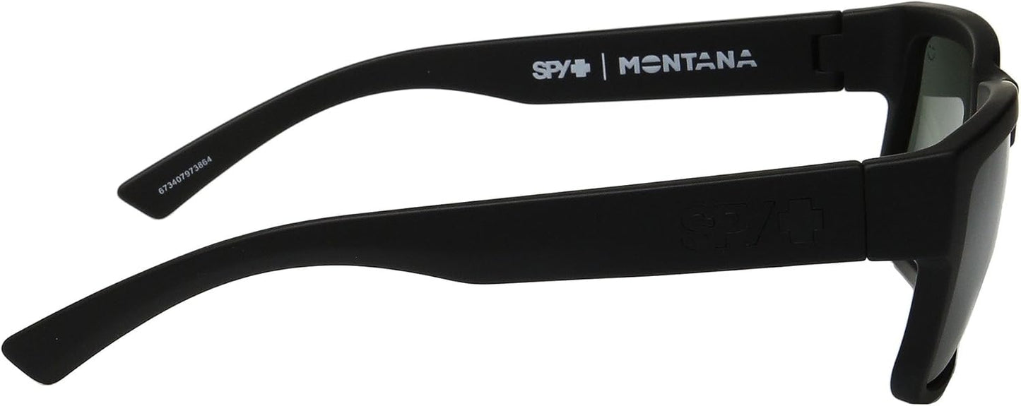 Spy Optic Montana Sunglasses Matte Black w/ Happy Grey Green Polarized Lens + Case