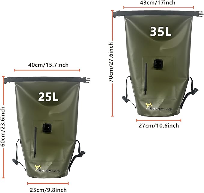 Waterproof Dry Bag Backpack - Lightweight Hiking Pack with Zippered Pocket for Camping, Kayaking, Travel, Hiking, Fishing, Outdoor Enthusiasts（35L）