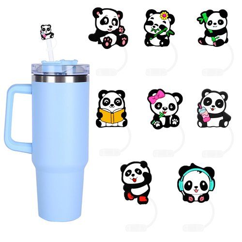 8 Packs Straw Cover Cap for Stanley Cup, Silicone Straw Topper Compatible with 30&40 Oz Tumbler with Handle, 10mm Reusable Straws Tips Lids, White