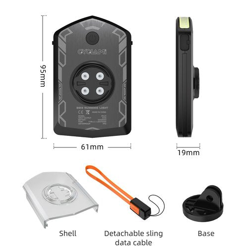 CYCLAMI Bike Light Compatible with Garmin Bike Computer, 220° Wide-Angle for Being Seen, 5000mAh Aluminum Daylight Compact Flashing-Light with 4 Modes, IPX6 Waterproof, Type-C Front Bicycle Light