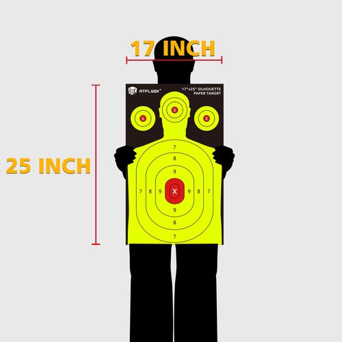 Atflbox Silhouette Paper Target for The Range, 17X25 Inch High Visibility Target Paper for Indoor and Outdoor Shooting Practice, Suitable for Handgun, Pistol, Rifle, Airgun, Pellet BB Gun (50 Pack)
