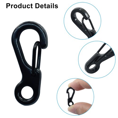 Coufce 12 Pcs Mini Carabiner Clip Black, Metal Tiny Carabiner Paracord Hanging Clips for Backpacks, Camera Straps, Flashlights, Key Chains, Essential Outdoor Camping Accessories