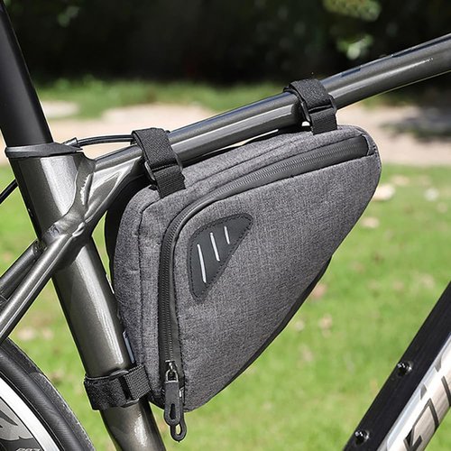 Takelablaze Bike Bag Bike Frame Bag Reflective Bicycle Frame Storage Bag Water-Resistant Bike Triangle Pouch Cycling Bike Accessories, Grey