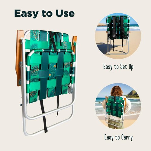 Moku Beach Co - Jungala Print Aluminum Beach Chair - Foldable, Reclining, Portable with Backpack Straps - 5 lbs, Supports up to 300 lbs - Perfect for Beach, Camping, Backyard