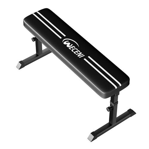 WECENI Black Flat weight Bench, Bench workout, Easy Assembly for Training Bench Press with adjustable height, 600LBS gym bench for Full Body Workout and home workout, 4 Adjustable Heights Heavyy Bench,