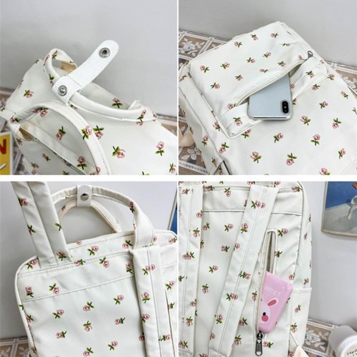 NTRUEML Backpack Sweet Flower Cute Aesthetic Large Capacity Backpack Accessories (white)