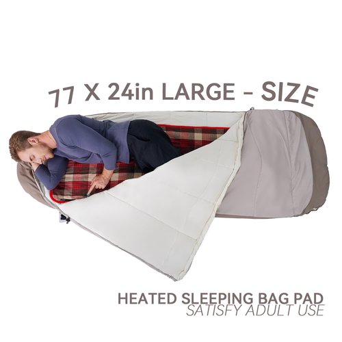 ZIREOT Battery Operated Heated Sleeping Pad for Sleeping Bag -3 Heating Zones with Battery Pack Waterproof Anti-Slip Far Infrared Heating Ideal for Cold Weather Camping Heated Sleeping Bag Liner