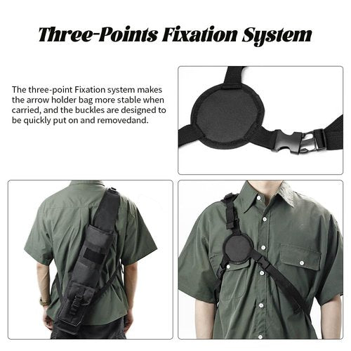 PSKOOK Archery Lightweight Back Quiver, Adjustable With Molle System Shoulder Holder for Arrows, Hanged Target Shooting for Bow Hunting & Practice