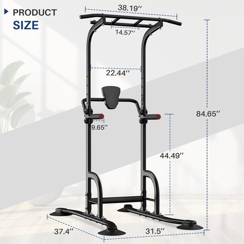 BangTong&Li Power Tower, Pull Up Bar Dip Station/Stand for Home Gym Strength Training Workout Equipment (Black-02)