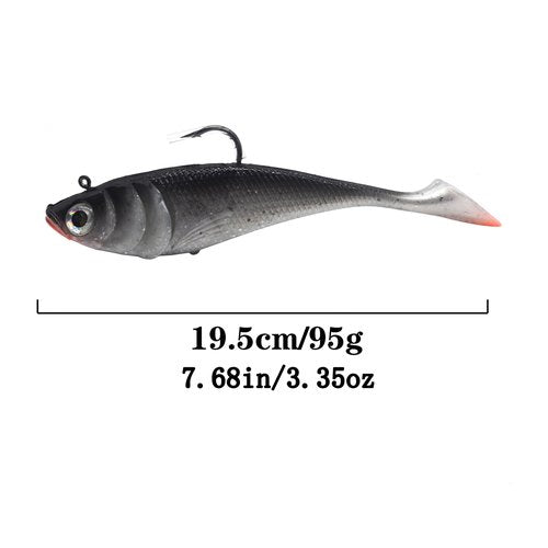 Big Jig Worm Lures Swimming Bait Soft Plastic Fishing Lure for Bass, Crappie, Trout, Pike, Sea Bass, Redfish, Striper,Fishing Lures for Freshwater & Saltwater (Black Glitter-1 Piece)