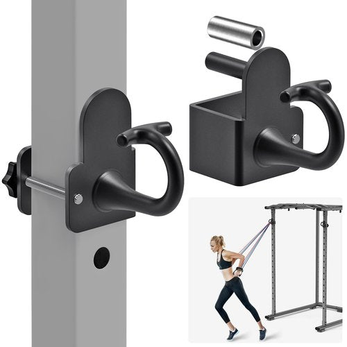 Kipika Anchor for Resistance Bands Fits 2" x 2" Power Rack with 5/8" or 1" Hole - Heavy Duty Steel Hooks with Rubber Pads for Home Gym Workouts, Strength Training,and Physical Therapy Exercise, 2 Pack