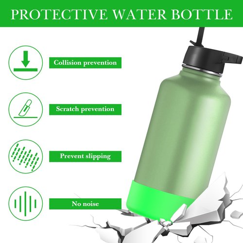 Linkidea Water Bottle Boot Compatible with Iron °Flask Wide Mouth 64oz Waterbottles, Silicone Bottle Bottom Sleeve Cover Protector, Water Bottle Bumper (Green)