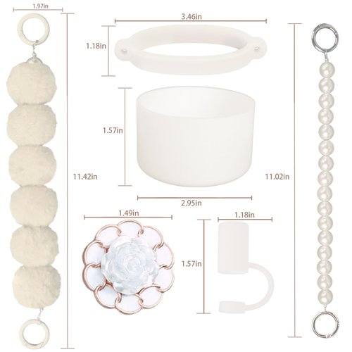 Stanley cup accessories set contains a water bottle handle strap silicone straw cover silicone cup boot pendant accessory accessories