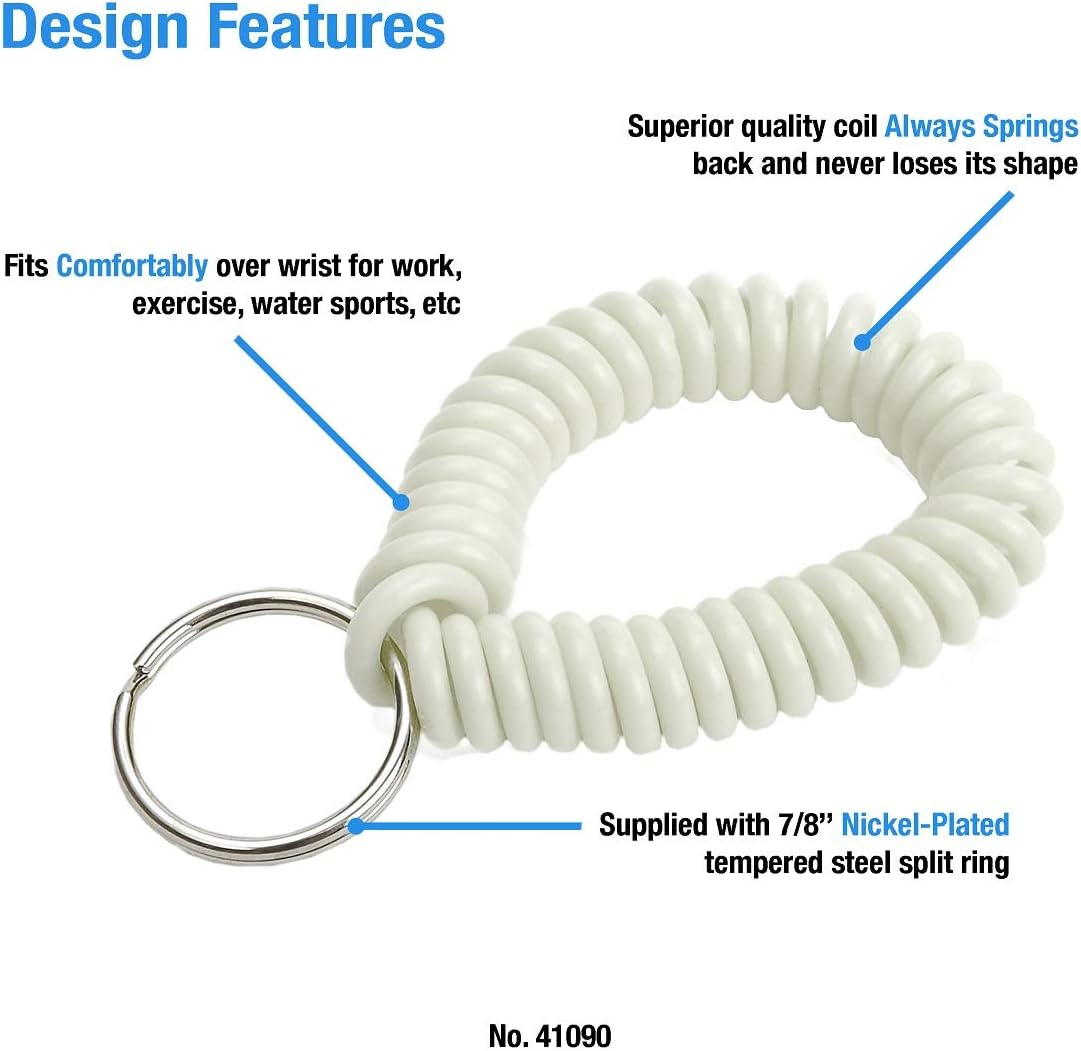 ucky Line 2” Spiral Wrist Coil with Steel Key Ring, Flexible Wrist Band Key Chain Bracelet, Stretches to 12”, Purple, 10 Pack (41065)