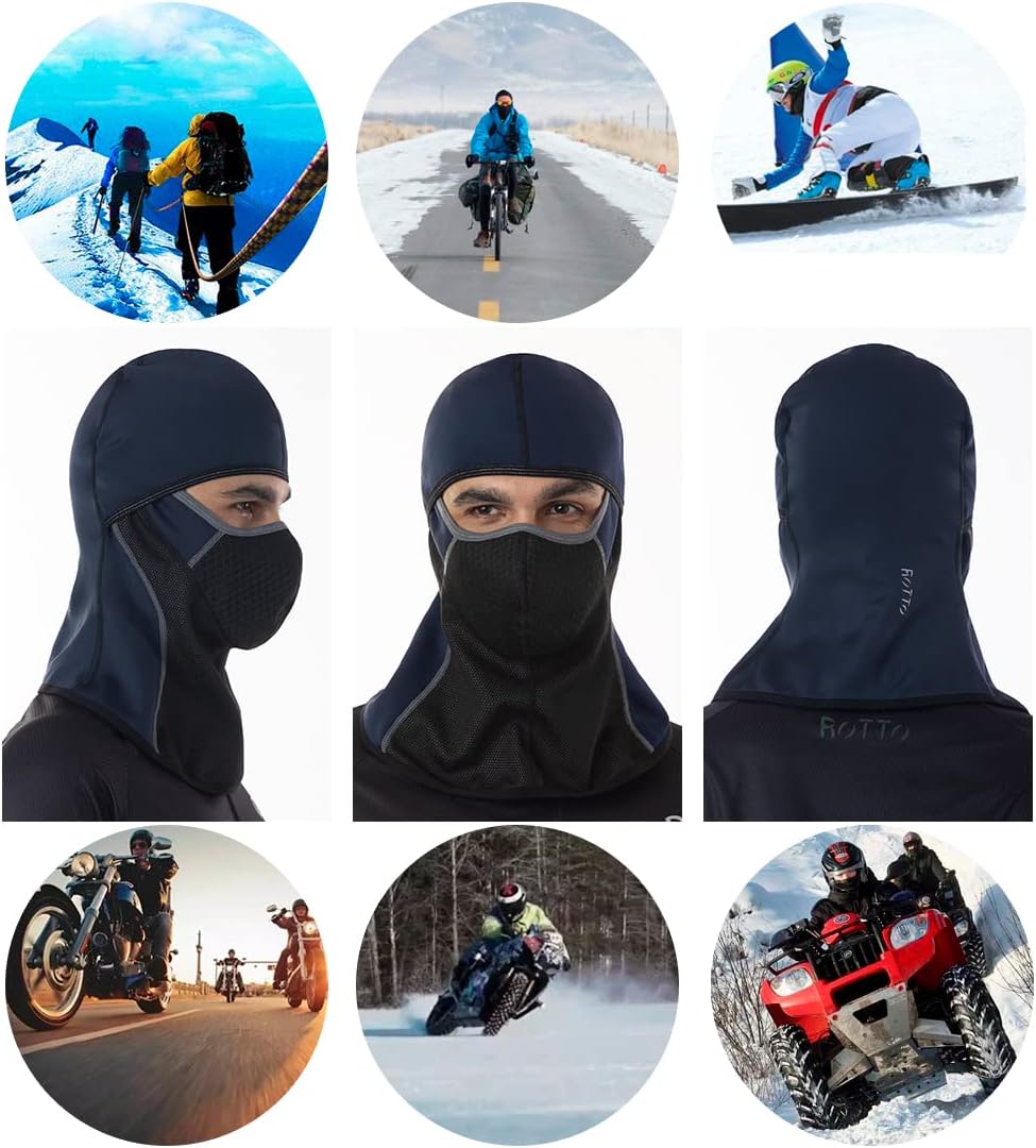 ROTTO Balaclava Face Mask for Motorcycle Motorbike Cycling Winter Full Face Masks Thermal Polar Fleece for Men Women