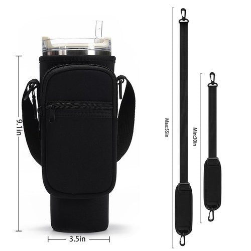 MAXTOP Water Bottle Carrier Bag for Stanley 40/30 oz Tumbler with Phone Pocket，Water Bottle Holder with Adjustable Strap & Handle Strap Stanley Cup Accessories