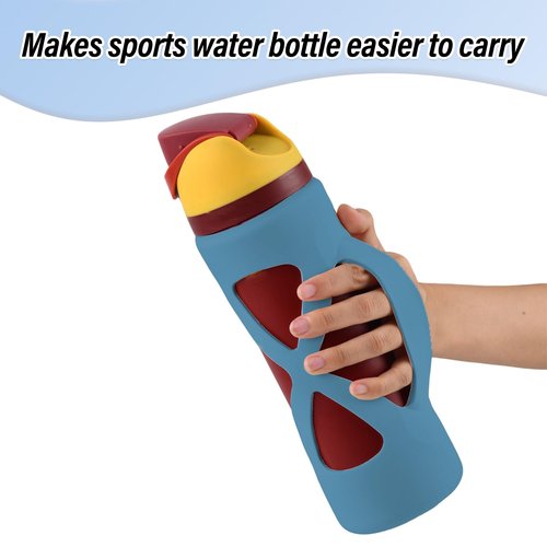 Bottle Bumper Silicone Boot Sleeve Protector with Handle for Owala Freesip Water Bottle 24 Oz, Protective Anti Scratch & Reduce Dent Sleeve Cover, Reusable Water Bottle Carrier Grip (Bule)