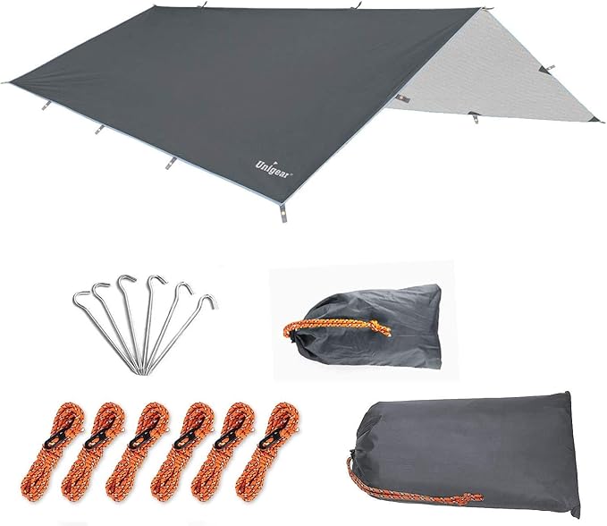 Unigear Hammock Rain Fly Waterproof Tent Tarp, UV Protection and PU 3000mm Waterproof, Lightweight for Camping, Backpacking and Outdoor Adventure