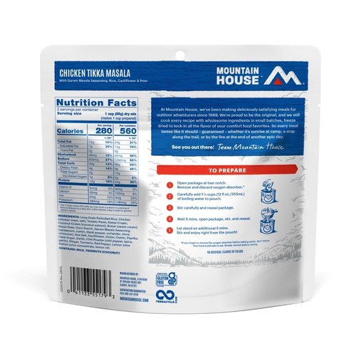 Mountain House Chicken Tikka Masala | Freeze Dried Backpacking & Camping Food | Gluten-Free | 2 Servings