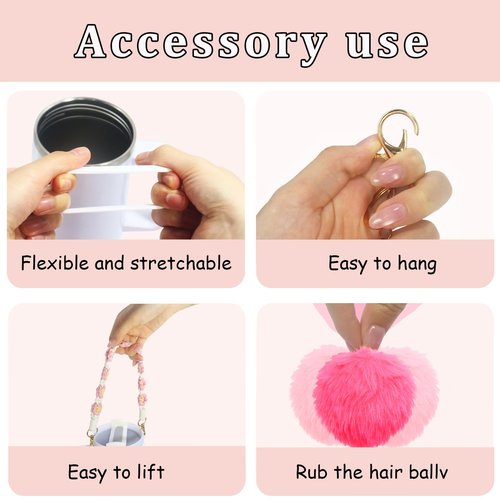 XIANGYUAN 11PCS Cup Accessories for Stanley, Straw Cover Cap for 30oz or 40oz Stanley, Including Water Bottle Handle Strap, Boot, Decorative Chains, Personalized Sticker