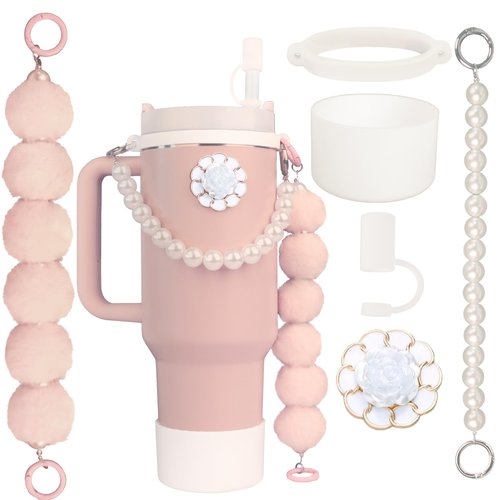 Accessory sets suitable for Stanley Cups contains a water bottle handle strap silicone straw cover silicone cup boot pendant accessory accessories
