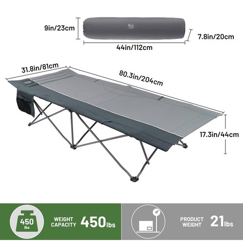 Timber Ridge Extra Wide Heavy Duty Camping Cot for Adult, Easy Set Up Oversized Sleeping Cot with Carry Bag for Camping, Travel and Outdoors, Support up to 450lbs