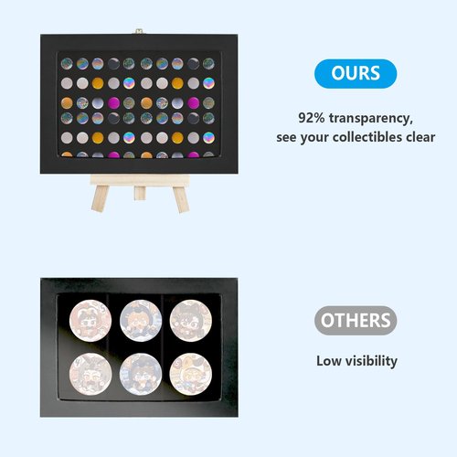 Chris.W Pin Display Case with Wood Frame, Dustproof Shadow Box Pin Storage Containers, Black Pin Collection Holder for Enamel Pin, Military Medals, Jewelry Pins, Pin Badge Collection, Rings (Black-M)