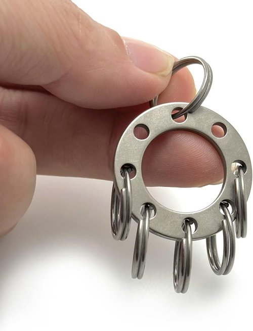 EDC Titanium Accessories UFO UNI-FLEX Organizer Keyring+6pcs 12mm Ti Micro Rings Ti Color
