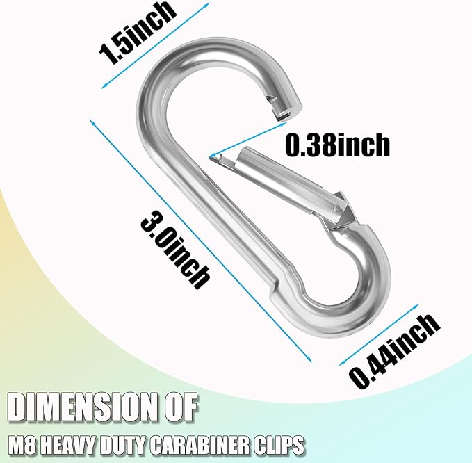 36PCS M8 Spring Snap Hook, 3Inch Heavy Duty Carabiner Clips, 5/16" Galvanized Steel Quick Link Carabiner Hooks for Hammock, Camping, Hiking, Keychain, Water Bottle & Backpack