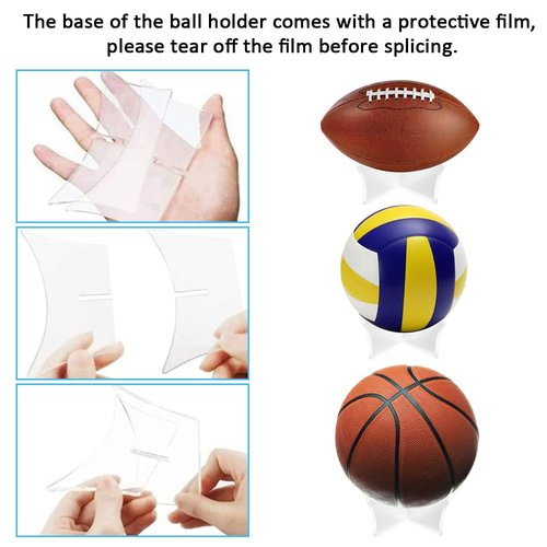 NETGOG Acrylic Football Display Case - Full Size Storage Box With Removable Built-in Stand, Clear Showcase With Magnetic Door for Memorial Sports Gloves (2 Pack)