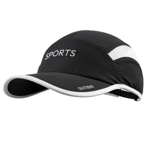 GUTISHI Quick Dry Running Hat Adjustable Cooling Baseball Hat Breathable Sport Cap Reflective UPF 50+ Run Hats for Womens Men (Sports-Black)