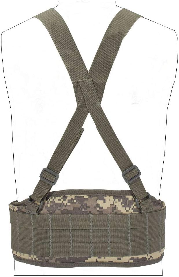 SINAIRSOFT Tactical Waist Belt with X-Shaped Suspenders Free Straps Airsoft Combat Padded Molle Belt