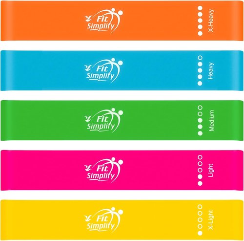 Fit Simplify 10 Inch Resistance Loop Exercise Bands, Set of 5, Assorted Colors