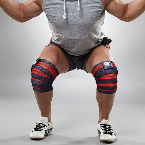 Fit Active Sports Knee Wraps for Weightlifting – 72” Elastic Knee Support Straps with Non-Slip Hook & Loop Closure – Knee Protection for Squats, Powerlifting, Cross Training – 1 Pair
