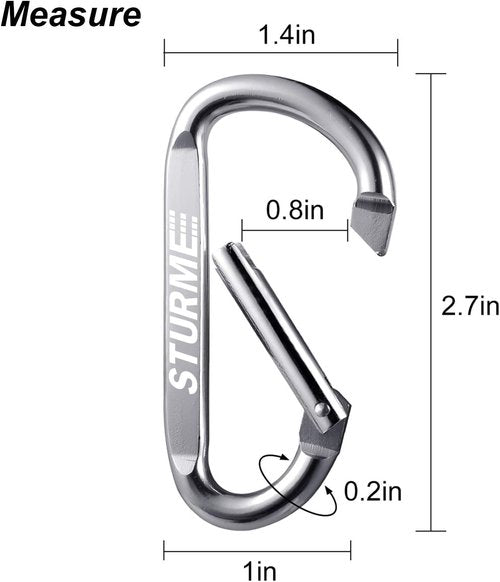20pcs 2.7" Carabiner Clip Durable Carabeaner Hooks Small Carabiner D Clip