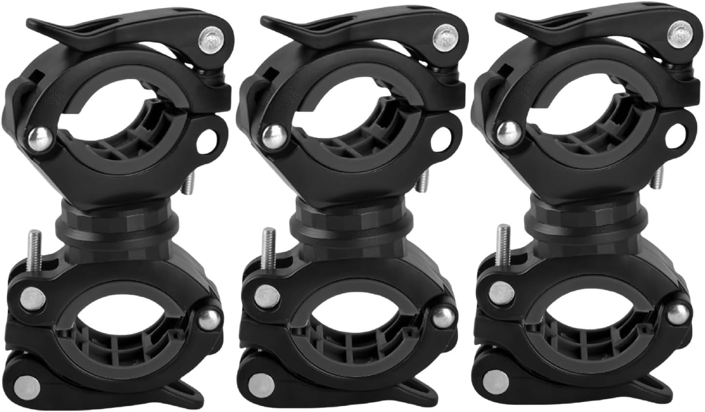 [3 Pack Bike Flashlight Holder, Mount Bicycle Bracket Flashlight Holder Mounting Torch Clip 360 Degree Rotation