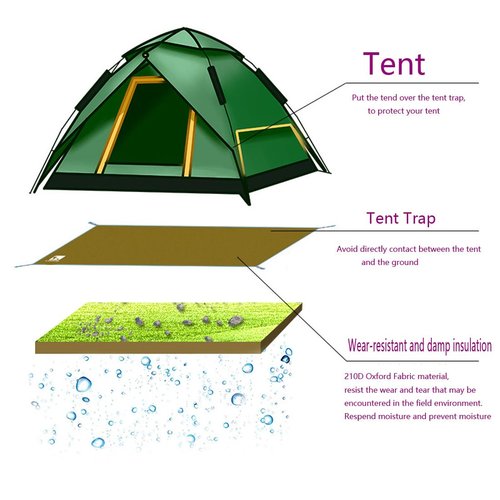 Bringsine Tent Footprint,Waterproof Camping Tarp,Ground Sheet Mat Floor to Elevate Your Camping,Hiking,Backpacking,Hammock,Beach Experience+Tent Stakes(95"x83")