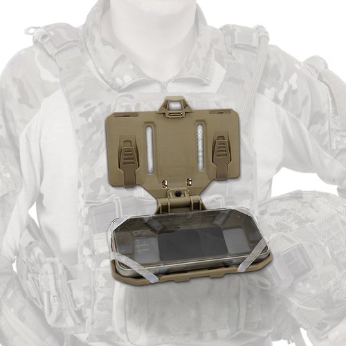 Qavctw Tactical molle Phone Holder Mount Plate Carrier Vest Attachments, Foldable Universal Tactical Chest Plate Carrier Phone Holder Mount for Screen Size 4.7-6.7