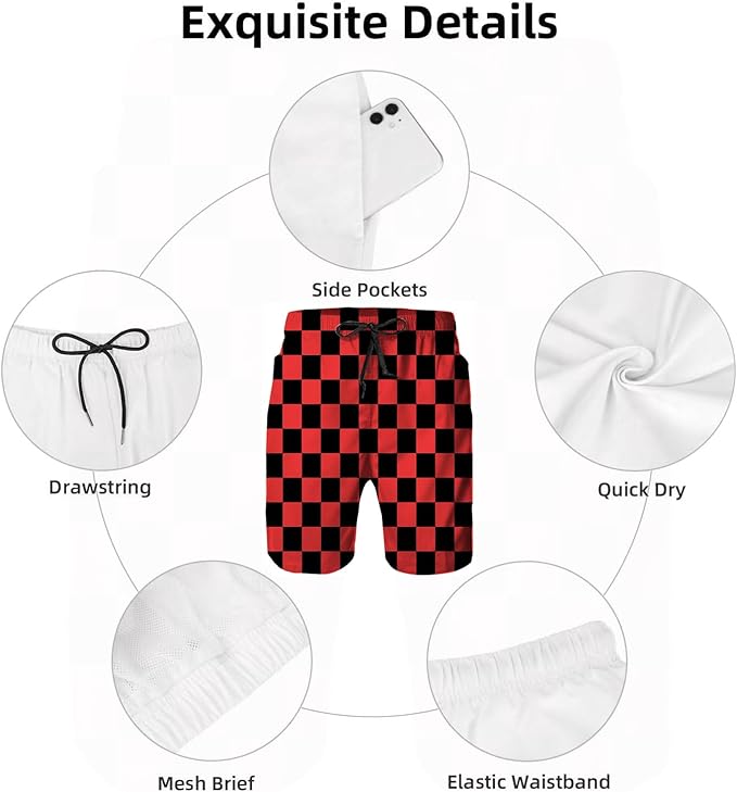 Mens Swim Trunks with Mesh Lining,Quick Dry Swimsuit Board Shorts Beach Pants Swimwear Bathing Suits