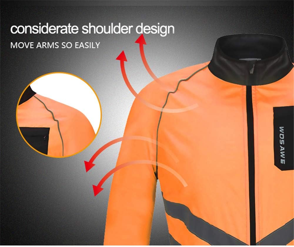 WOSAWE Men's High Visibility Cycling Wind Jacket Water Resistance Reflective Windbreaker