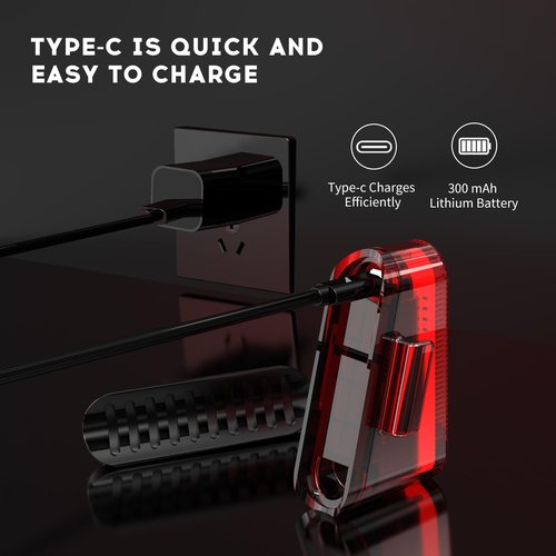 Spolite Compact Design Bike Lights Set, Front and Back Lights, IP64 Waterproof, 6 Modes Cycling Light, USB Rechargeable Tail Light