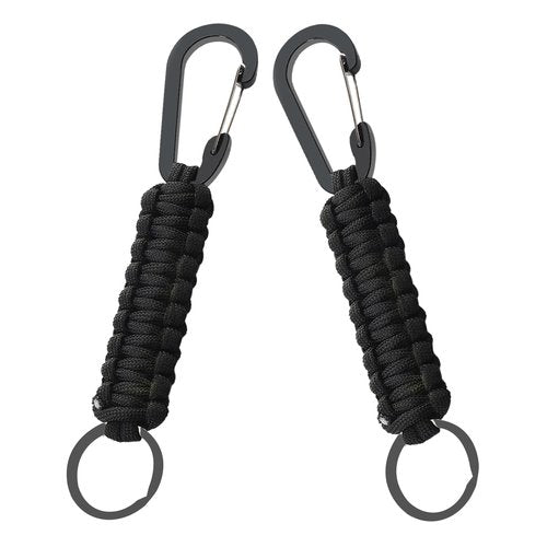 Paracord Keychain with Carabiner, Portable Military Braided Carabiner Key Chain Clip with Strap for Outdoors/Keys/Men/Women(Black+Black)