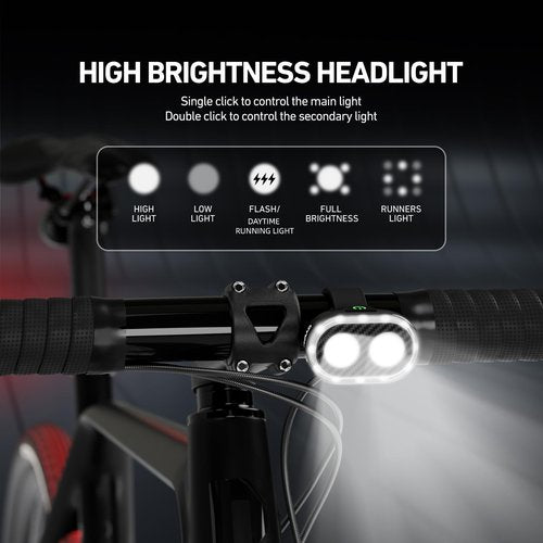CYCLAMI Bike Lights Front and Rear, Smart Headlight and Tail Light, 11+20 Modes Brake Sensing Bicycle Back Lights USB Rechargeable Bike Lights Set, Waterproof IP6, Cycling Safety Accessories
