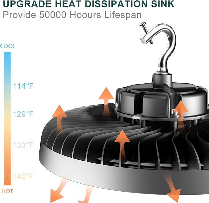 520W LED High Bay Light AC100-277V High Bay LED Light 5000K 78000LM (2080W MH/HPS) UFO LED Lights Suit for 30-60FT Height-2Pack 𝟓𝐘𝐫𝐬 𝐖𝐚𝐫𝐫𝐚𝐧𝐭𝐲