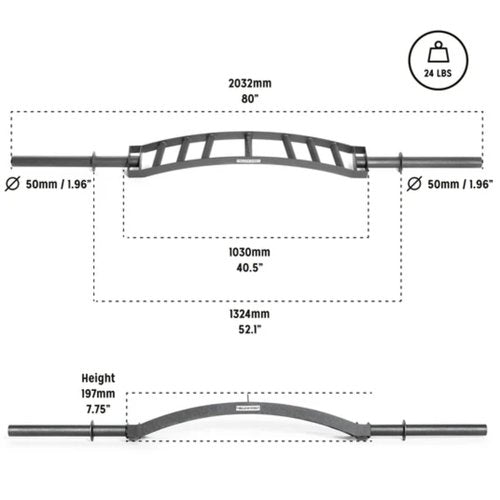 Arch Nemesis Swiss Bar [Bells of Steel] New Version, Cambered Bench Press for Tricep and Cable Attachment, Multi Grip