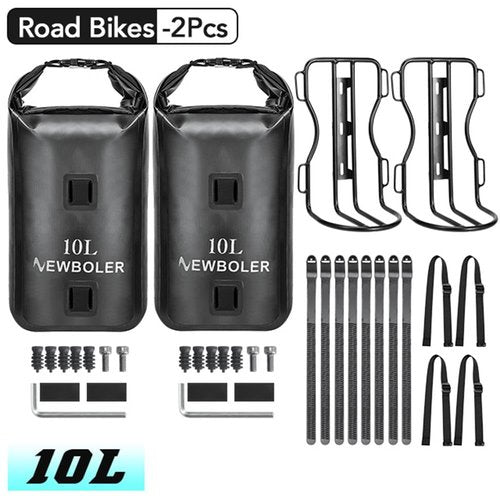 SOUUXIU 10L Bike Front Fork Bag Waterproof with Front Fork Racks 1Pack/2Packs, Lightweight Dry Bag Bicycle Fork Bags with Roll Opening Design for Mountain Bikes Road Bikes