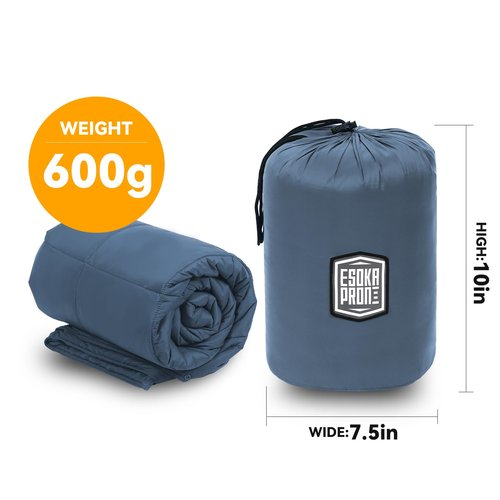 ESOKA PRON Outdoor Camping Blanket,Lightweight Waterproof Puffy Camping Blanket,Portable Camping Quilt for Travel, Picnic, Hiking,Camping (Gray)